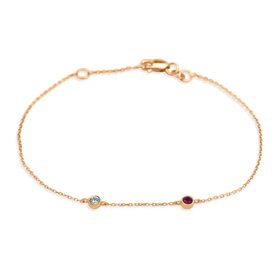 Birthstone Bracelet: 2 stones - Olivia for Kids