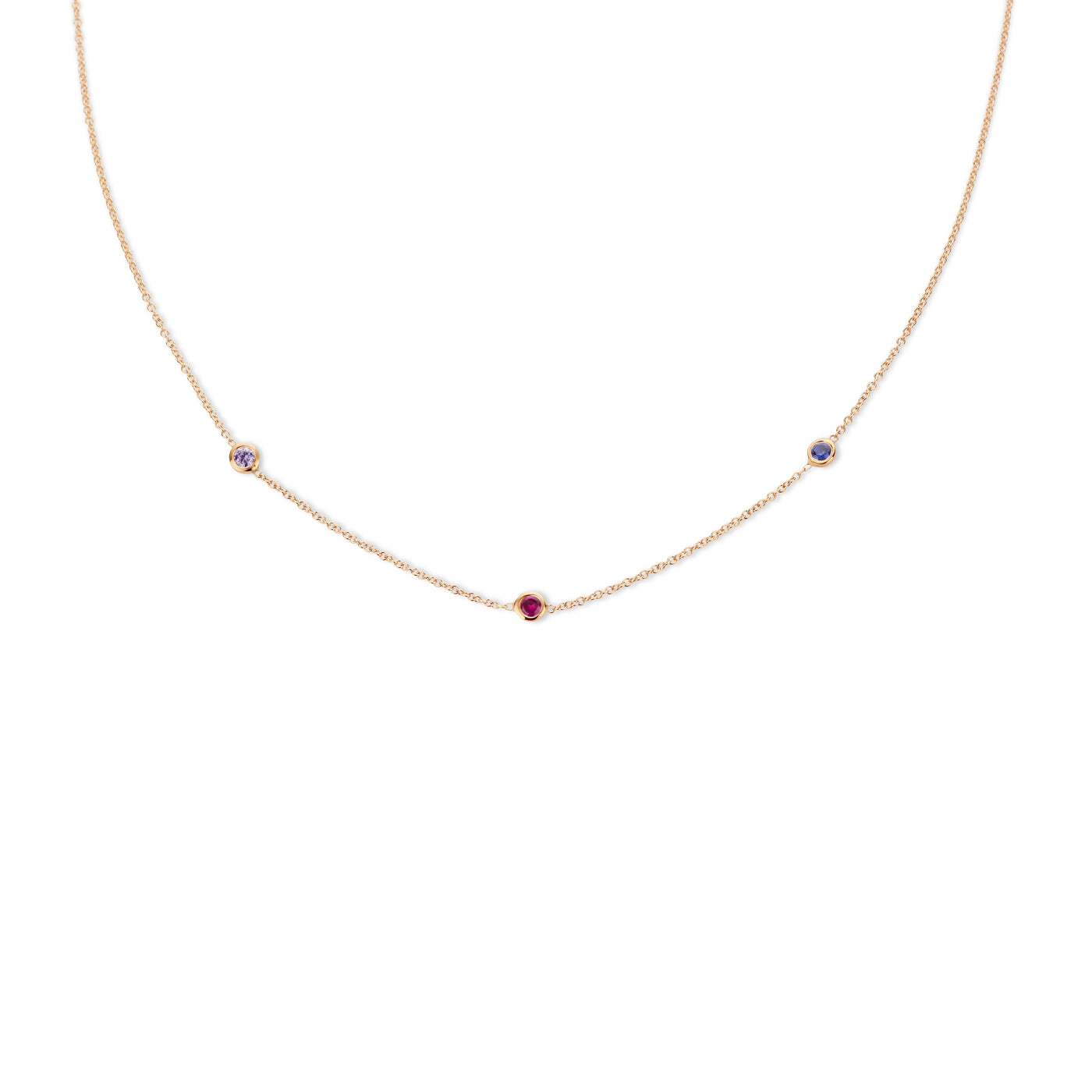 Birthstone Necklace: 3 stones - Olivia for Kids